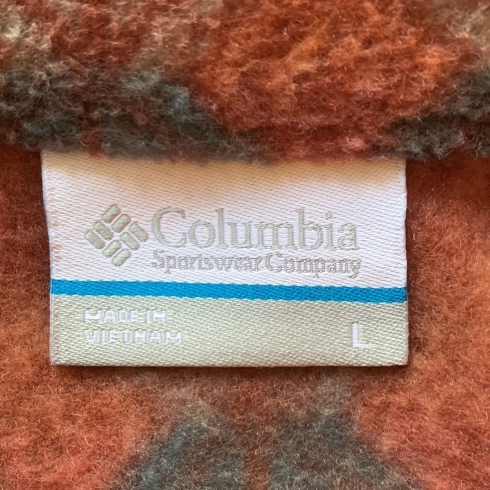 Columbia large rust colored patterned zip up fleece jacket - Picture 6 of 7